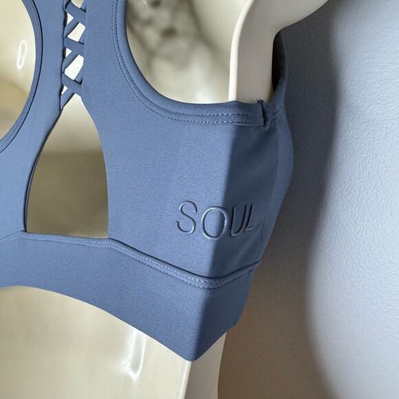 SOUL BY SOULCYCLE Lace Up Sports Bra Blue Small - Picture 5 of 9